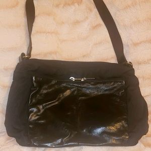 🎯 Black Faux Leather/Nylon Bag